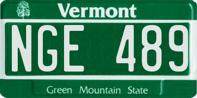 VT license plate NGE489