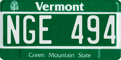 VT license plate NGE494