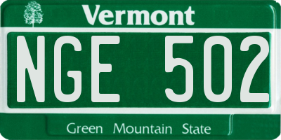 VT license plate NGE502