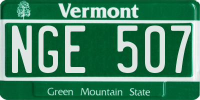 VT license plate NGE507