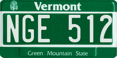 VT license plate NGE512