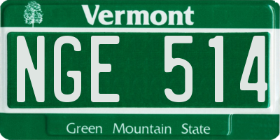 VT license plate NGE514