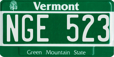 VT license plate NGE523