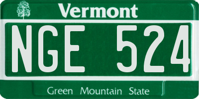 VT license plate NGE524