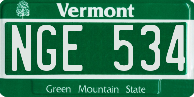 VT license plate NGE534