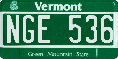 VT license plate NGE536