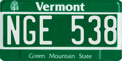 VT license plate NGE538