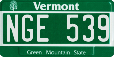 VT license plate NGE539