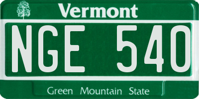 VT license plate NGE540