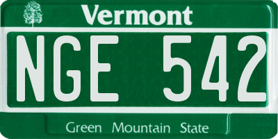 VT license plate NGE542