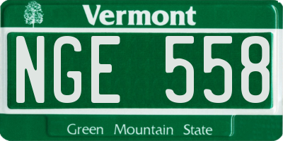 VT license plate NGE558