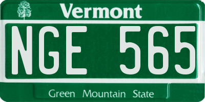 VT license plate NGE565