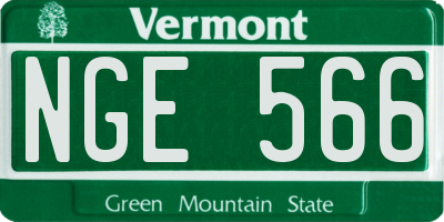 VT license plate NGE566