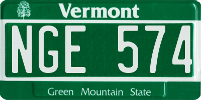 VT license plate NGE574
