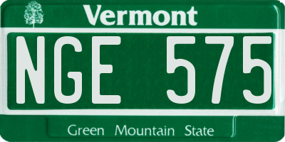 VT license plate NGE575