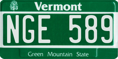 VT license plate NGE589