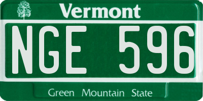 VT license plate NGE596