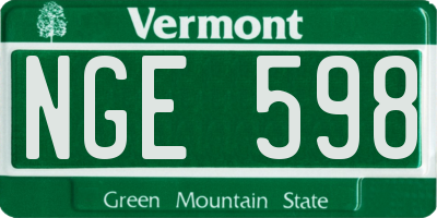 VT license plate NGE598
