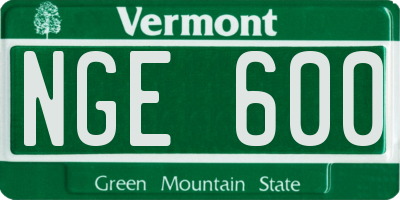 VT license plate NGE600