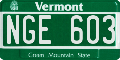 VT license plate NGE603
