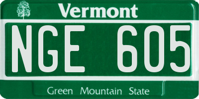 VT license plate NGE605