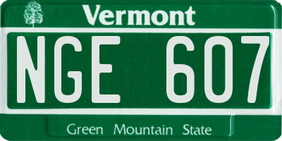 VT license plate NGE607