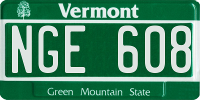 VT license plate NGE608