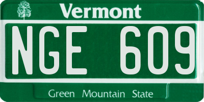 VT license plate NGE609