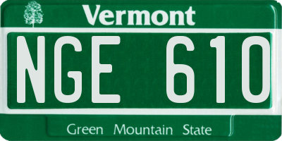 VT license plate NGE610