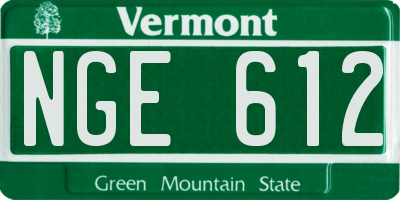 VT license plate NGE612