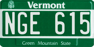 VT license plate NGE615
