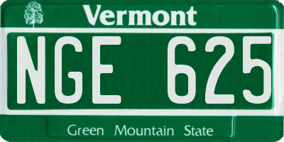 VT license plate NGE625