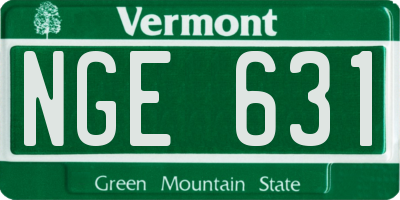 VT license plate NGE631