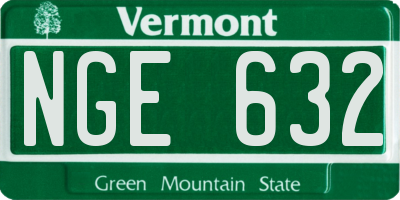 VT license plate NGE632