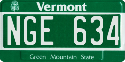 VT license plate NGE634