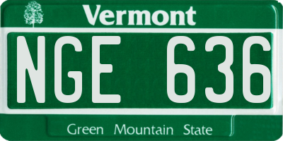 VT license plate NGE636