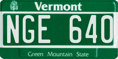 VT license plate NGE640