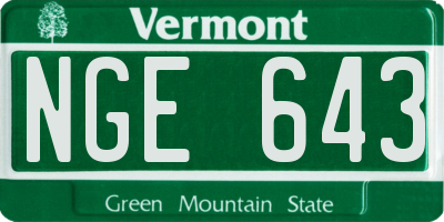 VT license plate NGE643