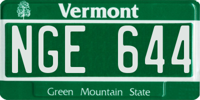 VT license plate NGE644