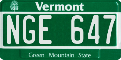 VT license plate NGE647