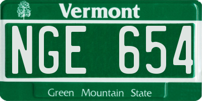 VT license plate NGE654