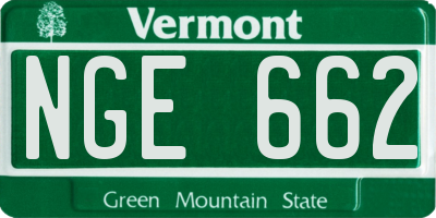 VT license plate NGE662