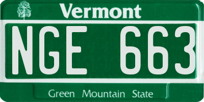 VT license plate NGE663