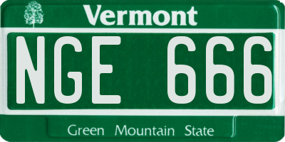 VT license plate NGE666