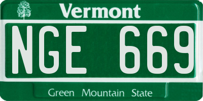 VT license plate NGE669