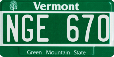 VT license plate NGE670