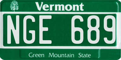 VT license plate NGE689