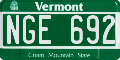 VT license plate NGE692