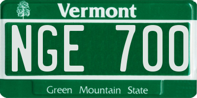 VT license plate NGE700