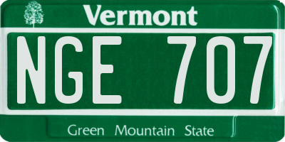 VT license plate NGE707